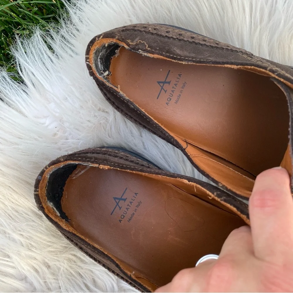 Aquatalia Brown Laceless Oxford 10.5